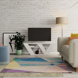 Decortie Pipralla 2 Shelf White Modern TV Unit - Size: 40 x 110 x 30cm - Wilko - thumbnail 7