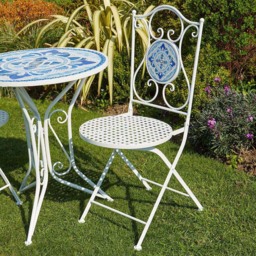 Home Source Fenton 2 Seater White Mosaic Outdoor Bistro Set - Wilko - thumbnail 3