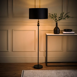 ValueLight Marissa Black Velvet Gold Inner Shade Black Stacked Ball LED Floor Lamp - Size: 145 x 45 x 45cm - ValueLights - Wilko - thumbnail 7
