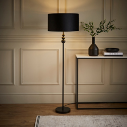 ValueLight Marissa Black Velvet Gold Inner Shade Black Stacked Ball LED Floor Lamp - Size: 145 x 45 x 45cm - ValueLights - Wilko - thumbnail 3