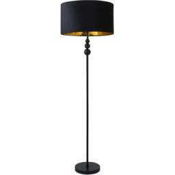 ValueLight Marissa Black Velvet Gold Inner Shade Black Stacked Ball LED Floor Lamp - Size: 145 x 45 x 45cm - ValueLights - Wilko