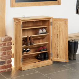Baumhaus Mobel 4 Shelf Oak Shoe Cupboard - Brown - Wilko - thumbnail 3