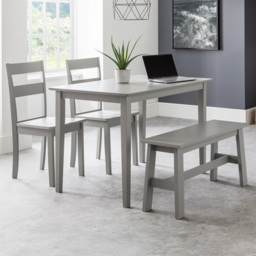 Julian Bowen Kobe 4 Seater Dining Set with Bench Grey - Wilko - thumbnail 1