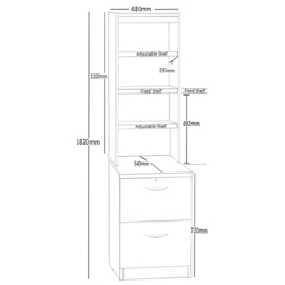 R White Cabinets 2 Drawer 4 Shelf Grey Filing Cabinet with Hutch - Size: 182.8 x 47.9 x 54cm - Wilko - thumbnail 6