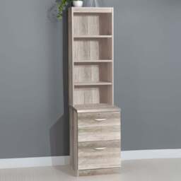 R White Cabinets 2 Drawer 4 Shelf Grey Filing Cabinet with Hutch - Size: 182.8 x 47.9 x 54cm - Wilko