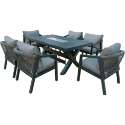 Furniture One 6 Seater Grey Aluminium Firepit Garden Dining Set - Wilko - thumbnail 5