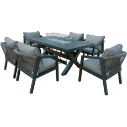 Furniture One 6 Seater Grey Aluminium Firepit Garden Dining Set - Wilko - thumbnail 4