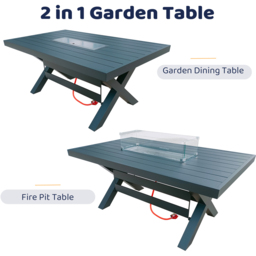 Furniture One 6 Seater Grey Aluminium Firepit Garden Dining Set - Wilko - thumbnail 7