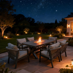 Furniture One 6 Seater Grey Aluminium Firepit Garden Dining Set - Wilko - thumbnail 6