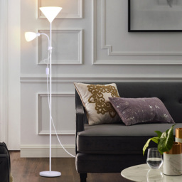 Living and Home White 2 Head Standing Tall Floor Lamp - Size: 175x23x23cm - Wilko - thumbnail 4