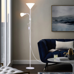 Living and Home White 2 Head Standing Tall Floor Lamp - Size: 175x23x23cm - Wilko - thumbnail 5