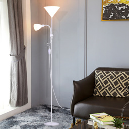 Living and Home White 2 Head Standing Tall Floor Lamp - Size: 175x23x23cm - Wilko - thumbnail 3