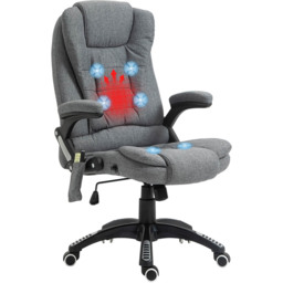 Portland Grey Linen Swivel Massage Recliner Office Chair - Size: 67 x 74 x 116cm - Wilko - thumbnail 3