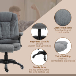 Portland Grey Linen Swivel Massage Recliner Office Chair - Size: 67 x 74 x 116cm - Wilko - thumbnail 7