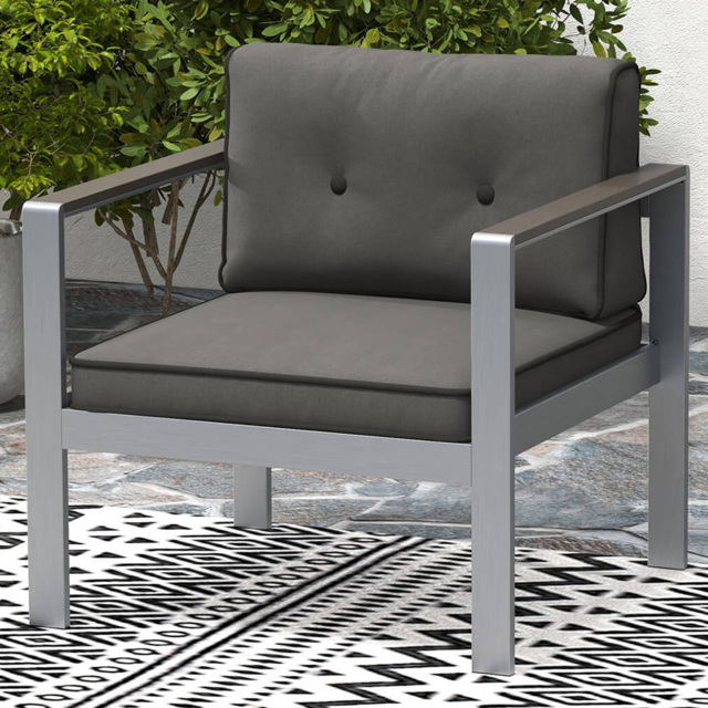 Costway Grey Patio Aluminium Outdoor Sofa Armchair - Size: 75 x 74 x 39cm - Wilko - image 1