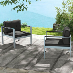 Costway Grey Patio Aluminium Outdoor Sofa Armchair - Size: 75 x 74 x 39cm - Wilko - thumbnail 5