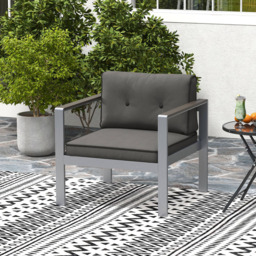 Costway Grey Patio Aluminium Outdoor Sofa Armchair - Size: 75 x 74 x 39cm - Wilko - thumbnail 4