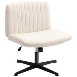 HOMCOM Cream Linen Criss Cross Tilting Office Chair - Size: 86 x 61 x 64cm - Wilko - thumbnail 3