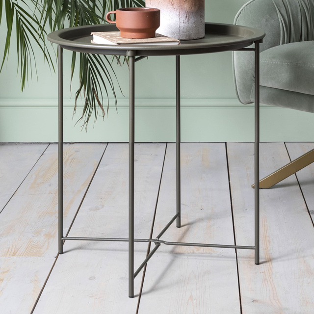 Noa and Nani Olive Green Round Metal Side Table - Size: 78 x 180 x 85cm - Wilko - image 1