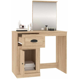 vidaXL Single Door Single Drawer Sonoma Oak Dressing Table with Mirror - Size: 132.5 x 90 x 50cm - Brown - Wilko - thumbnail 6