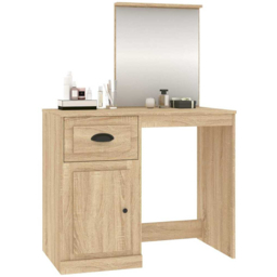 vidaXL Single Door Single Drawer Sonoma Oak Dressing Table with Mirror - Size: 132.5 x 90 x 50cm - Brown - Wilko - thumbnail 5