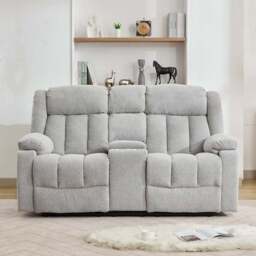 Artemis Home Lovell 2 Seater Light Grey Boucle Manual Recliner Sofa with Centre Console - Wilko - thumbnail 5