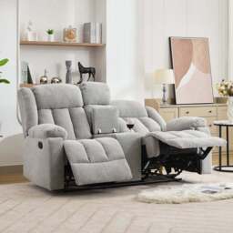 Artemis Home Lovell 2 Seater Light Grey Boucle Manual Recliner Sofa with Centre Console - Wilko - thumbnail 4