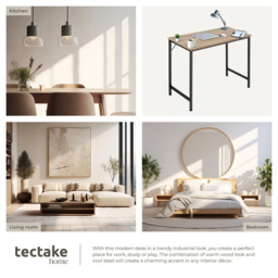 Tectake Jenkins Industrial Wood Study Desk Oak Sonoma 80cm - Size: 75.5 x 80 x 50cm - Brown - Wilko - thumbnail 6