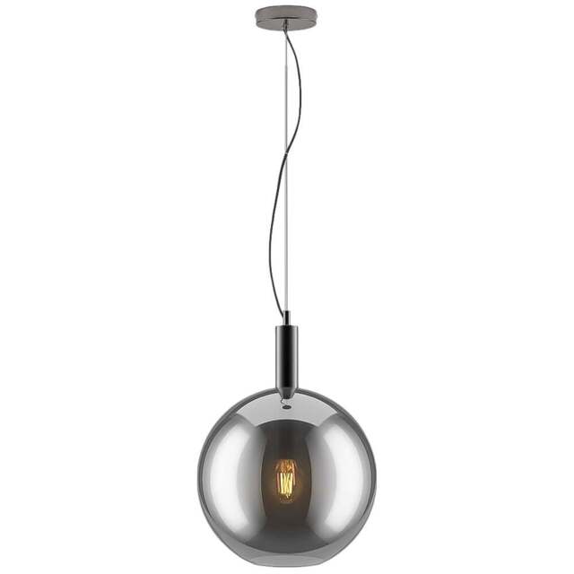 Furniturebox Rose Smoked Glass Pendant Light - Size: 35 x 35 x 100cm - Black - Wilko - image 1