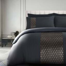 Velosso Sephora King Size Black and Gold Duvet Set - Wilko