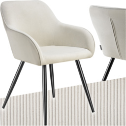 tectake Marilyn Cream and Black Corduroy Padded Dining Chair - Size: 82 x 62 x 58cm - Wilko - thumbnail 3