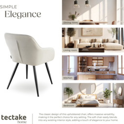 tectake Marilyn Cream and Black Corduroy Padded Dining Chair - Size: 82 x 62 x 58cm - Wilko - thumbnail 5