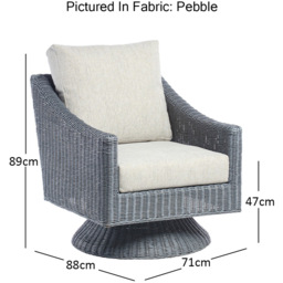 Desser Dijon Lyon Grey Rattan Pebble Fabric Swivel Chair - Size: Single - Wilko - thumbnail 5