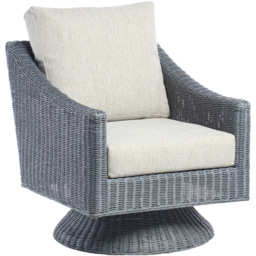 Desser Dijon Lyon Grey Rattan Pebble Fabric Swivel Chair - Size: Single - Wilko - thumbnail 3