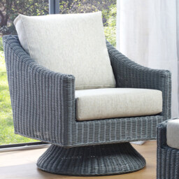 Desser Dijon Lyon Grey Rattan Pebble Fabric Swivel Chair - Size: Single - Wilko - thumbnail 1