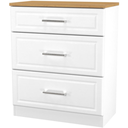 Crowndale Kent 3 Drawer White Ash and Modern Oak Deep Chest of Drawers Ready Assembled - White Ash & Modern Oak - Wilko - thumbnail 5