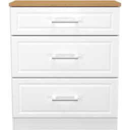 Crowndale Kent 3 Drawer White Ash and Modern Oak Deep Chest of Drawers Ready Assembled - White Ash & Modern Oak - Wilko - thumbnail 3