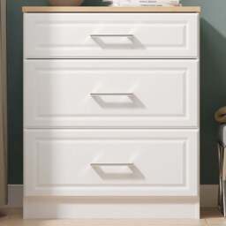 Crowndale Kent 3 Drawer White Ash and Modern Oak Deep Chest of Drawers Ready Assembled - White Ash & Modern Oak - Wilko - thumbnail 1