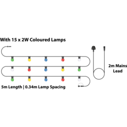 Eagle Connect Festoon 15 RGB Lamps LED String Light 5m - Size: 51 x 40 x 9cm - BLACK - Wilko - thumbnail 5