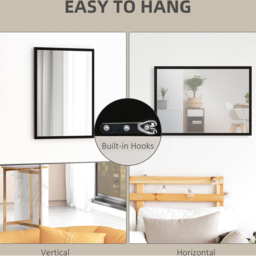 Portland Black Bathroom Wall Mirror 70 x 50cm - Wilko - thumbnail 7