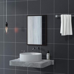 Portland Black Bathroom Wall Mirror 70 x 50cm - Wilko - thumbnail 5