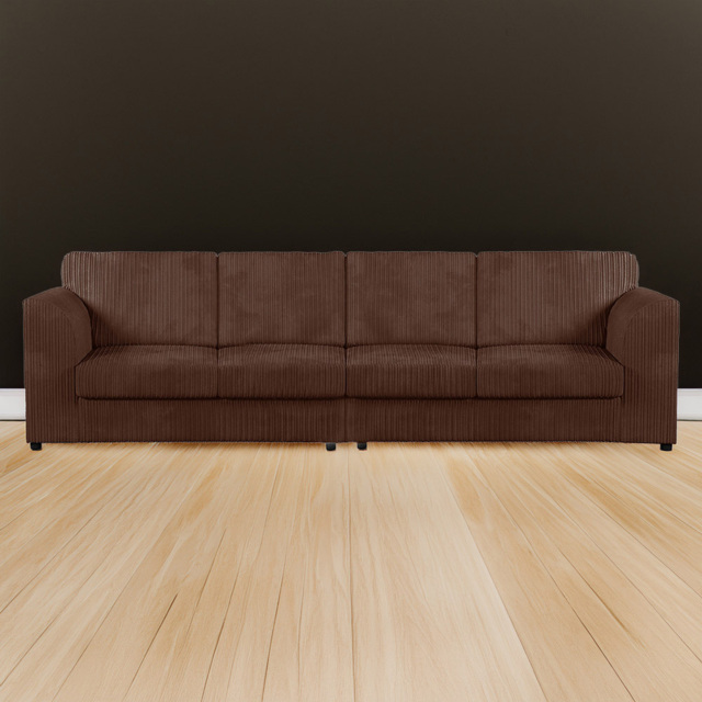 Luxor 4 Seater Chocolate Jumbo Cord Full Back Sofa - Brown - Wilko - image 1