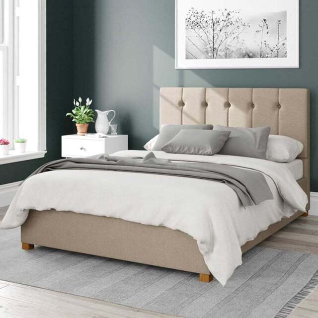 Aspire Hepburn Single Natural Eire Linen Ottoman Bed - Cream - Aspire Beds - Wilko - image 1
