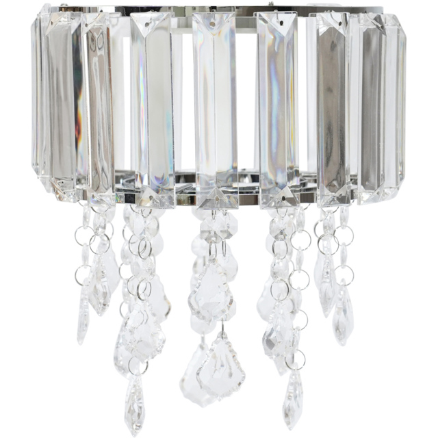 ValueLights Mabel Chrome Droplet Drum Ceiling Lamp Shade - Size: 23 x 20 x 20cm - White - Wilko - image 1