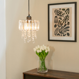 ValueLights Mabel Chrome Droplet Drum Ceiling Lamp Shade - Size: 23 x 20 x 20cm - White - Wilko - thumbnail 6