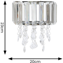 ValueLights Mabel Chrome Droplet Drum Ceiling Lamp Shade - Size: 23 x 20 x 20cm - White - Wilko - thumbnail 7