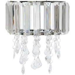 ValueLights Mabel Chrome Droplet Drum Ceiling Lamp Shade - Size: 23 x 20 x 20cm - White - Wilko