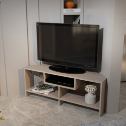 Decorotika Maldives 3 Shelf Beige Corner TV Unit - Size: 46.8 x 120 x 19.6cm - Cream - Wilko - thumbnail 4