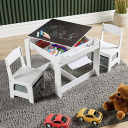 Home Source Amos Kids Activity Table and Chair Set - Size: 48 x 60 x 60cm - White - Wilko - thumbnail 7