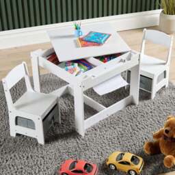Home Source Amos Kids Activity Table and Chair Set - Size: 48 x 60 x 60cm - White - Wilko - thumbnail 1